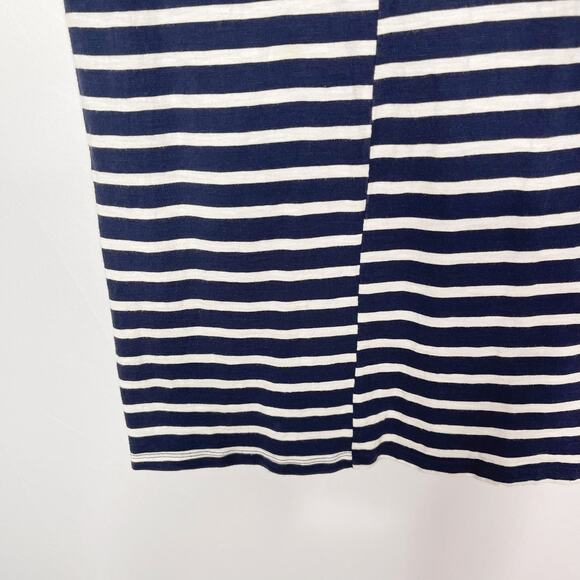 Everlane Medium M Navy Blue White The Beach Tee Dress Staggered Stripe Crew Neck - Picture 5 of 10